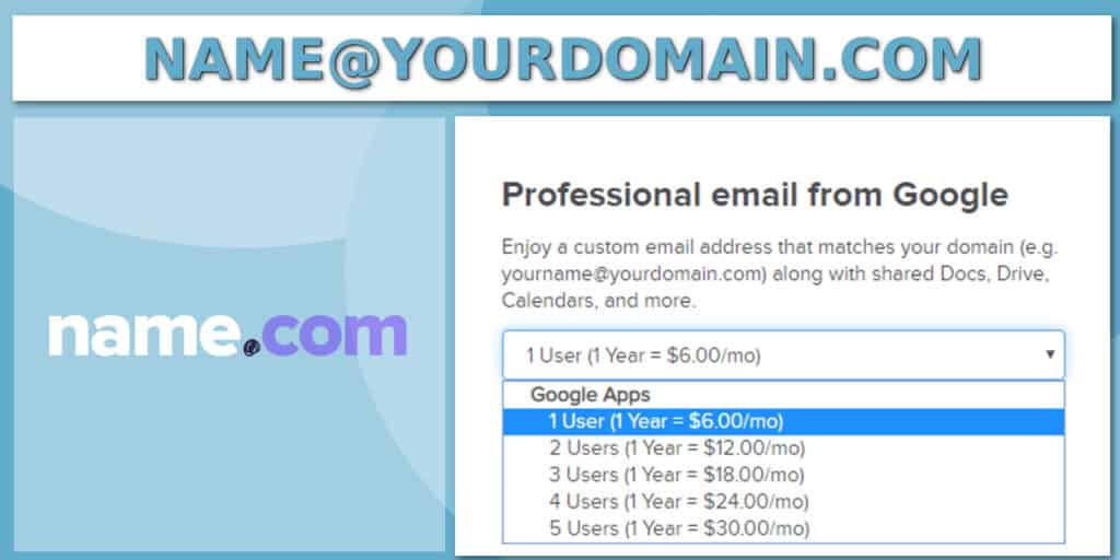 name.com custom email options for domain